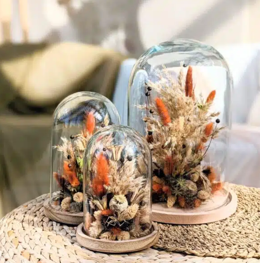 Atelier cloche de fleurs séchées