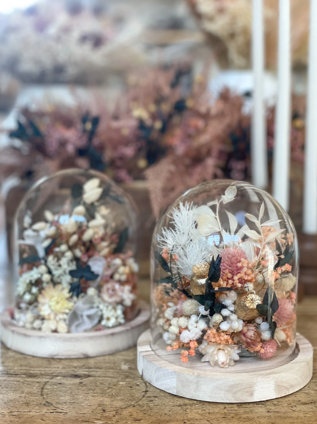 Atelier cloche de fleurs séchées