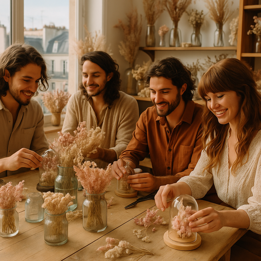 Atelier cloche de fleurs séchées